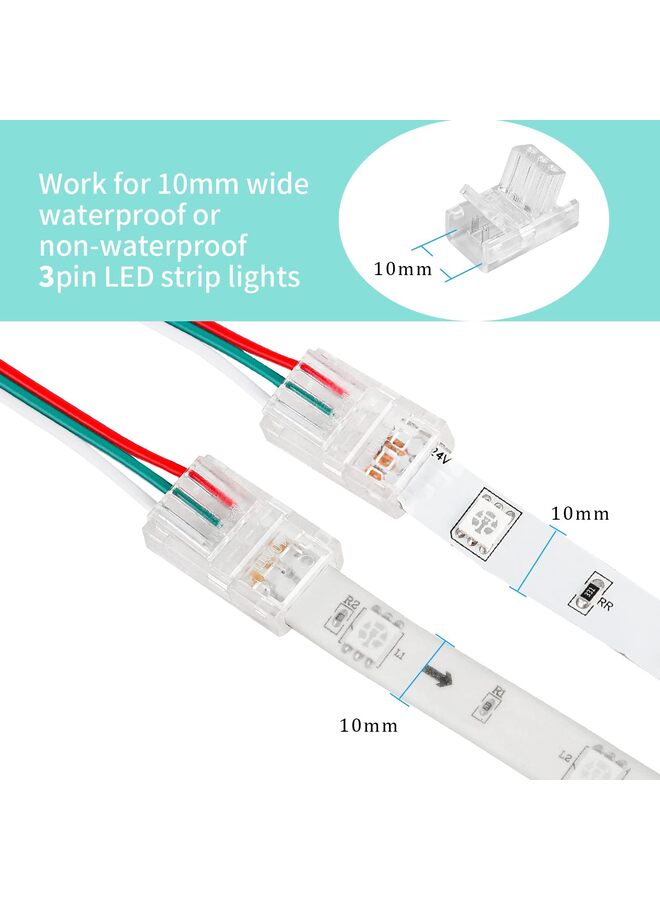 يُسلِّم موصل شريط LED COB 10 مم، 3 دبابيس، محول إضاءة مسار شفاف بدون لحام من شريط LED إلى كابل مع كابل تمديد LED بطول 19.68 قدم، مناسب لشرائط LED البيضاء 12/24 فولت. - Image 2